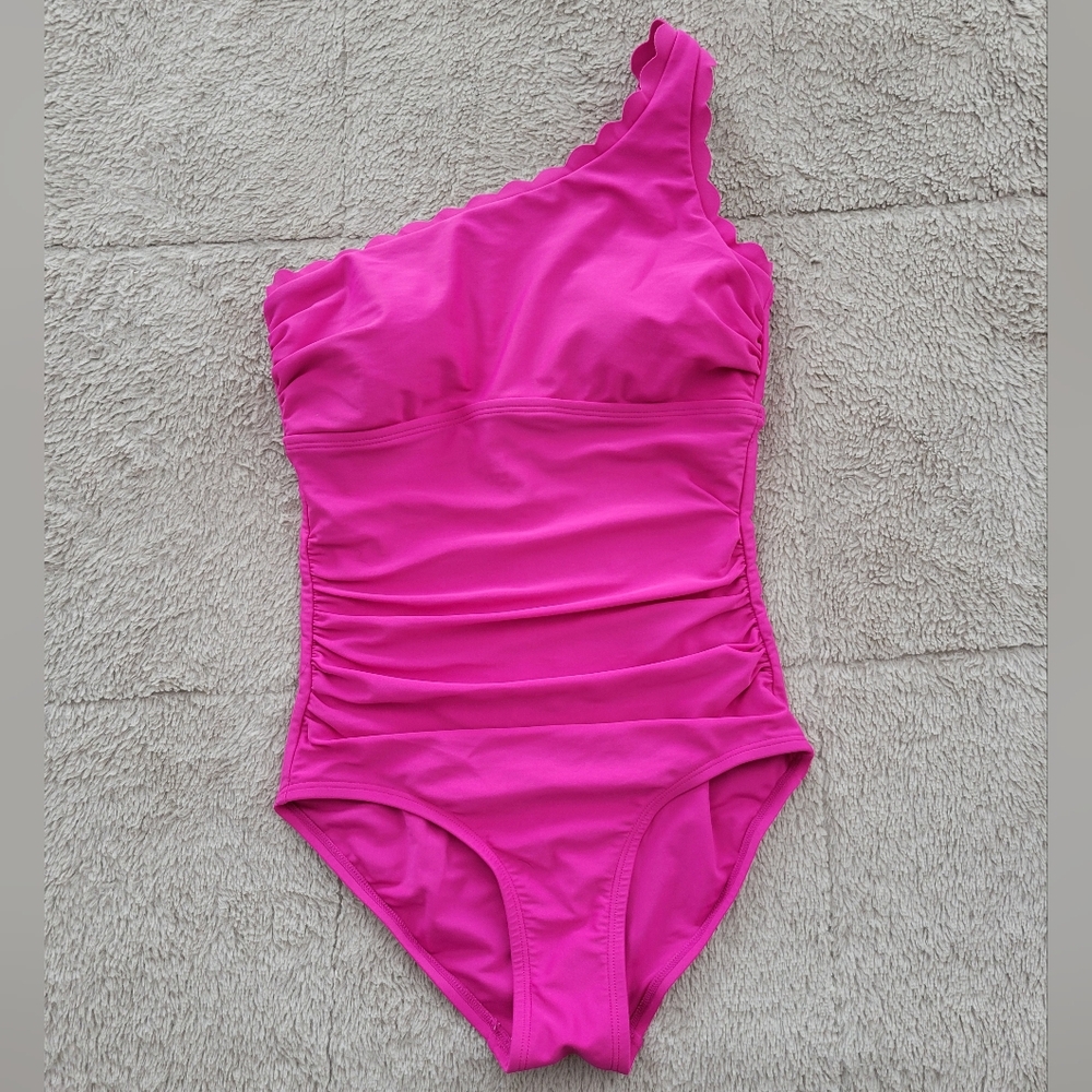 Kona Sol one shoulder pink swimsuit